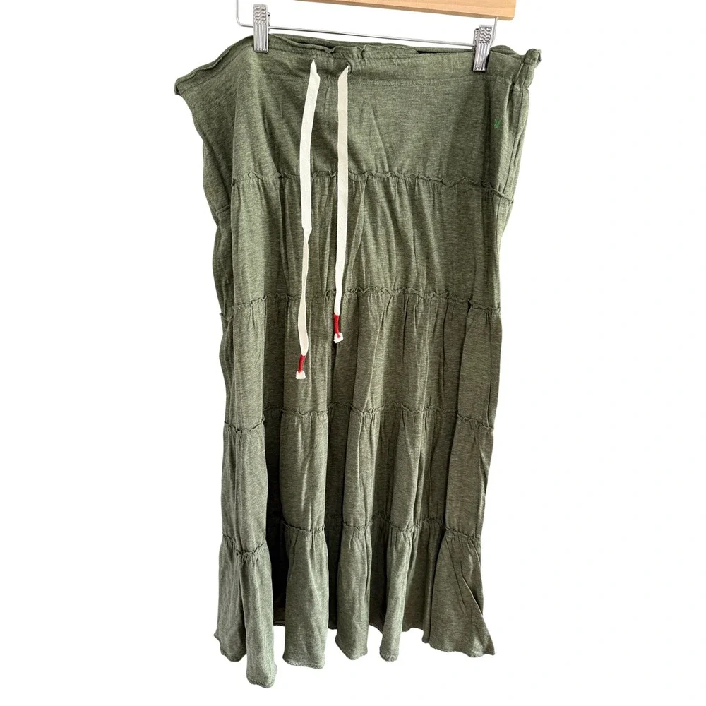NWT American Eagle Tiered Midi Skirt Size XL Olive Green Boho